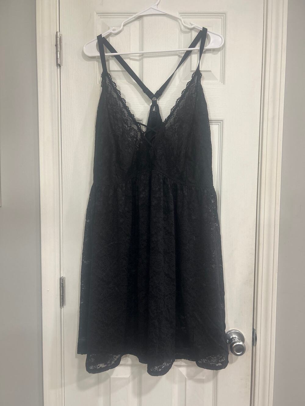 Torrid Curve Simply Lace XO Front Babydoll Chemise Lingerie Black Size 1X